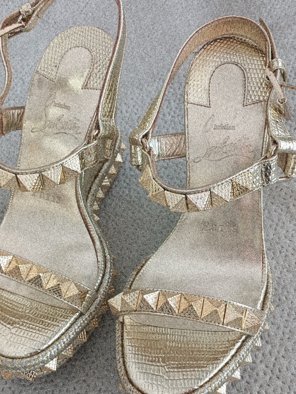 Christian Louboutin Gold Studded Leather Sandals
